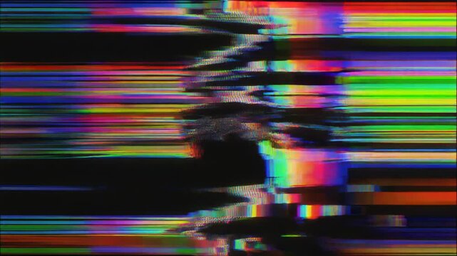 Glitchy Saturated Color Bars Digital Distortion