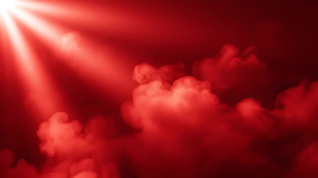 Red smoke and fog illuminated by a light ray, forming an abstract backdrop.