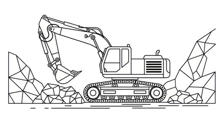 Heavy Duty Excavator Machine Working in a Quarry Site. © Fais