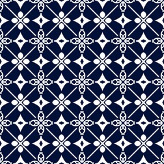 Indigo Folk Floral Seamless Pattern , seamless floral pattern