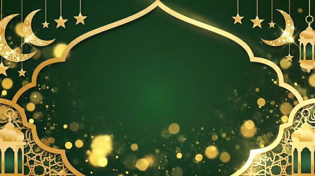 Luxury Islamic Frame Border Animation with Lantern Crescent Moon and Star Elegant Festive Background
