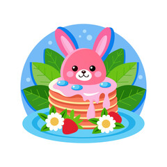 Fototapeta premium Flat illustration depicting easter pancakes