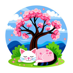 An illustration showing sleepy cat designed in flat style © SmashingStocks