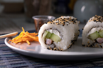 sushi on a blue plate © DC