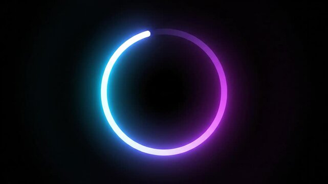 A vibrant neon glowing circle animation indicating a loading or buffering