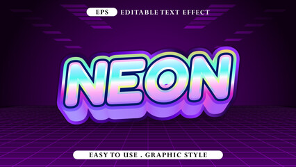 Retro Neon Text Effect with 3D Bubble Letters and a Vibrant, Glowing Aura, Perfect for 80s and 90s Themed Designs