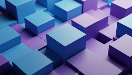Geometric Abstraction: A mesmerizing display of gradient cubes in shades of blue and purple creates a modern, visually engaging pattern.