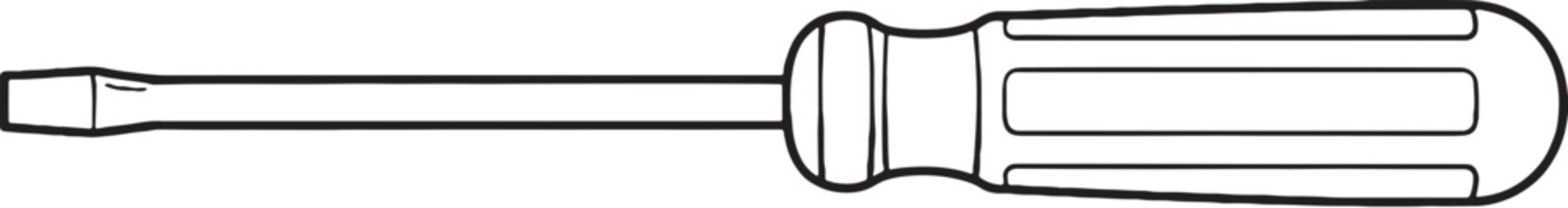 Flat Head Screwdriver Line Art Illustration