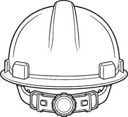 Construction Safety Helmet Line Art Rear View