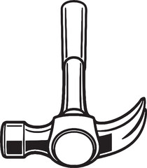 Construction Claw Hammer Line Art Icon
