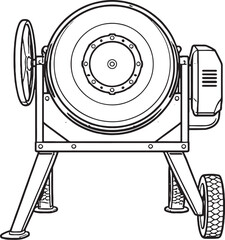Concrete Mixer Line Art Rear View