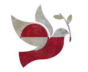 Greenland flag peace dove conceptual illustration symbolizing Arctic geopolitics and hope
