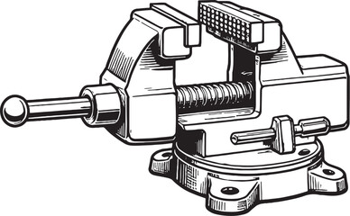 Bench Vise Line Art Illustration
