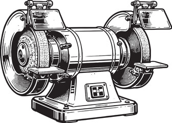 Bench Grinder Line Art Illustration