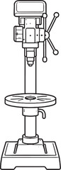 Bench Drill Press Line Art Illustration eps