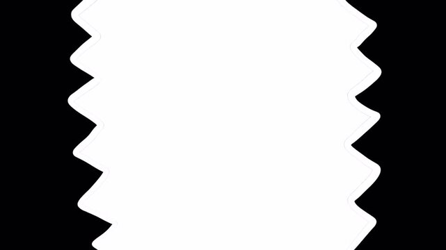 White cartoon teeth transition on black screen. Simple shapes create bite art effect for scene change in 4K with alpha channel.