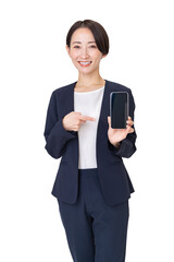 Fototapeta premium 携帯の画面を見せる女性