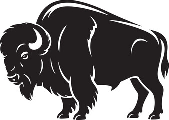 Powerful American Bison Silhouette Vector Logo Design on White Background