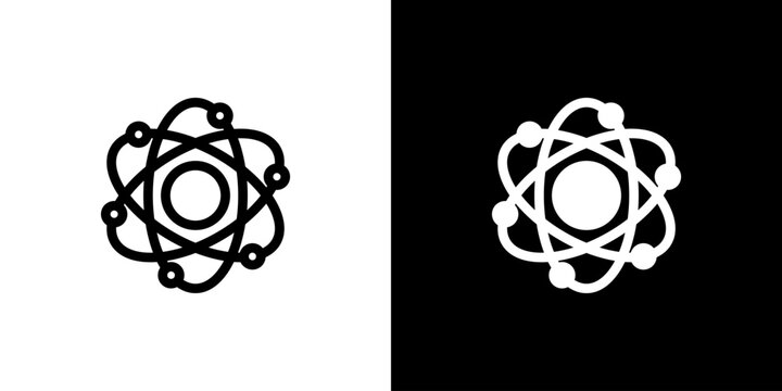 Atom icon concept with flat Black White Background. Vector illustration.