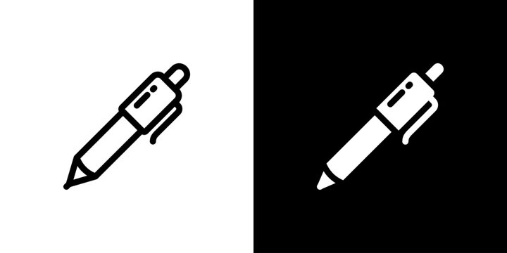 Pen icon concept with flat Black White Background. Vector illustration.