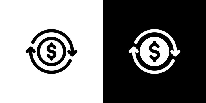 Transaction icon concept with flat Black White Background. Vector illustration.