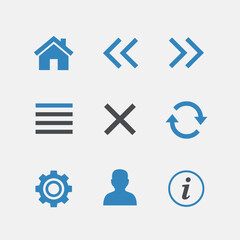 Modern web interface icons for user navigation and settings