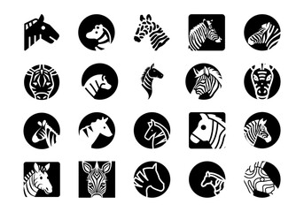 Simple Zebra Logo Icon Set
