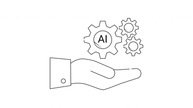 AI-Powered Solutions - Hand Holding Gears Symbolizing Technological Advancement.