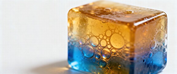 Colorful Ice Cube with Bubbles