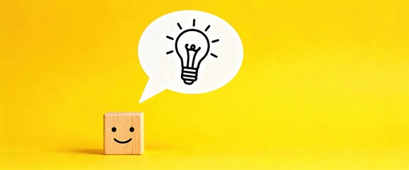 Bright Idea with Smiling Wooden Cube