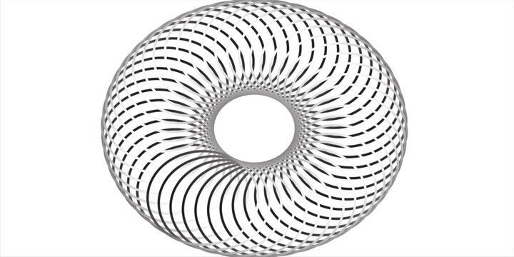Abstract circular, spiral element isolated. Monochrome graphic.