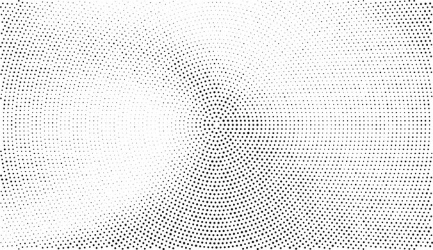 Abstract circular halftone dot pattern background with fading effect in monochromatic tone