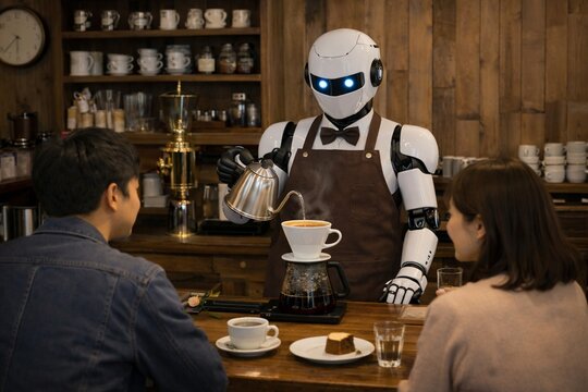 コーヒーを淹れるバリスタのフィジカルAI(AIロボット)
barista
Physical AI 
AI Robot