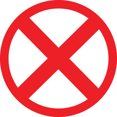 Obraz premium A clear red circle with a bold red 'X' mark inside, signifying prohibition or error on a white background.