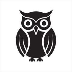 Stylized black owl with pointed ears icon