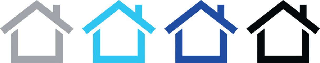 Simple black house icon with chimney