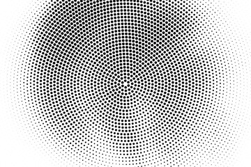 Circular radial halftone pattern dots creating gradient effect for modern graphic designs