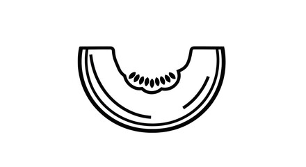 Simple Line Art Illustration of a Cantaloupe Slice.