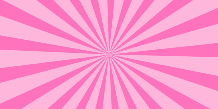 Retro candy cane spiral background with strawberry cream swirls. Pink whirlpool bg. Whimsical Y2K vortex pattern featuring pastel pink and white radial beams in psychedelic cartoon style.
