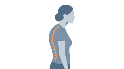 Woman hunched back spine d flat vector isolated white background