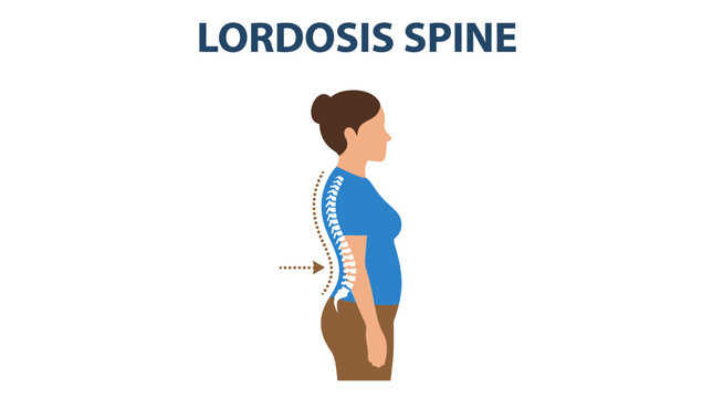 Woman lordosis spine d flat vector isolated white background