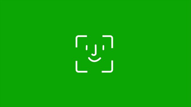 Face ID failure animation on green screen with biometric scan icon, authentication error symbol, security access denied motion graphic element