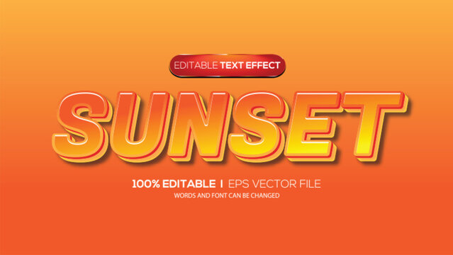 3d text effect sunset theme