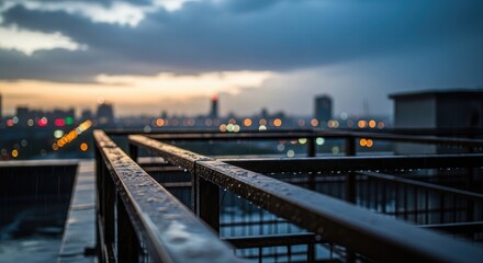 Cityscape Rooftop View at Dusk.
