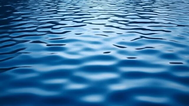 A serene image showcasing the gentle movement of water. The deep blue surface captures light, reflecting and creating subtle shadows