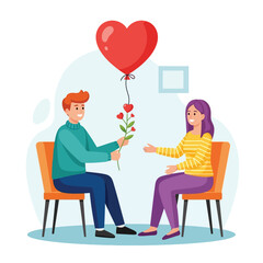 Couple Shares Love Hearts and Balloon Gift