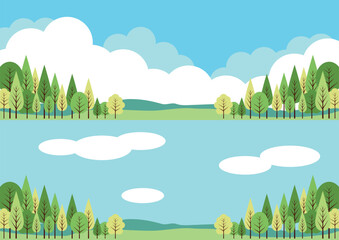 大自然バナーセット、かわいい、シンプル、イラスト、背景