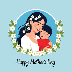 Happy Mothers Day Embrace Illustration