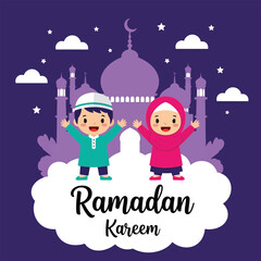 Ramadan Kareem Kids Mosque Greeting