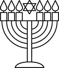 temple menorah with matzah pattern line art vector illustration on transparent background
